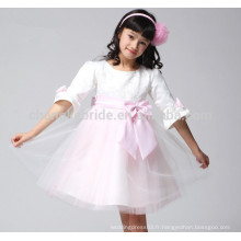 Nouveaux 3/4 manches fille première communion robe en dentelle en ligne tutu fleur fille robes avec des arcs